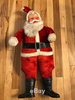 1950's Santa Claus Large 38 Plush Rubber Face Christmas Doll Display Vintage