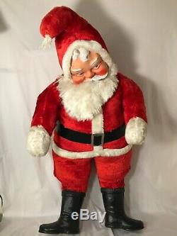 1950's Santa Claus Large 38 Plush Rubber Face Christmas Doll Display Vintage