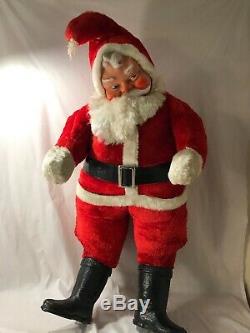 1950's Santa Claus Large 38 Plush Rubber Face Christmas Doll Display Vintage