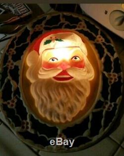 1950's Vintage Glolite Lighted Plastic Christmas Santa Claus Head Face Working