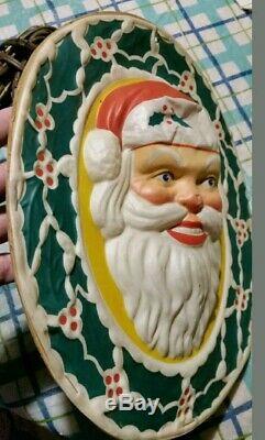 1950's Vintage Glolite Lighted Plastic Christmas Santa Claus Head Face Working