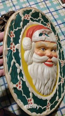 1950's Vintage Glolite Lighted Plastic Christmas Santa Claus Head Face Working