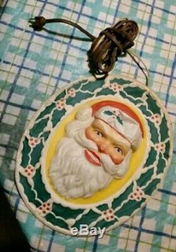 1950's Vintage Glolite Lighted Plastic Christmas Santa Claus Head Face Working