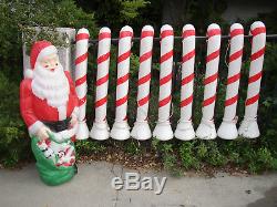 1968 Empire 46 Blow Mold Lighted Santa Claus + (9) 40 Blow Mold Candy Canes