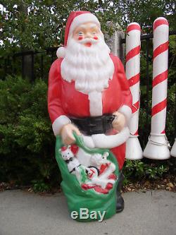 1968 Empire 46 Blow Mold Lighted Santa Claus + (9) 40 Blow Mold Candy Canes
