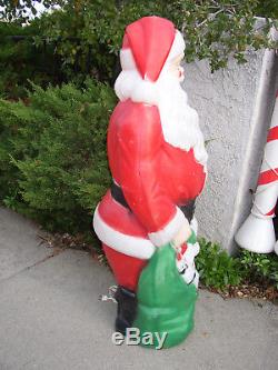 1968 Empire 46 Blow Mold Lighted Santa Claus + (9) 40 Blow Mold Candy Canes