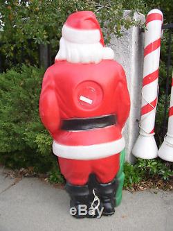 1968 Empire 46 Blow Mold Lighted Santa Claus + (9) 40 Blow Mold Candy Canes