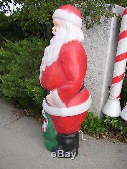 1968 Empire 46 Blow Mold Lighted Santa Claus + (9) 40 Blow Mold Candy Canes