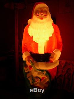 1968 Empire 46 Blow Mold Lighted Santa Claus + (9) 40 Blow Mold Candy Canes