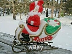 1970 Empire Santa Claus in Sleigh Blow Mold 37x39 Christmas Decor