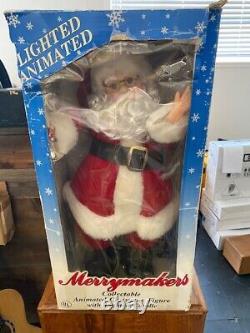 1989 Merrymakers Animated Christmas Figure? With Lighted Candle SANTA & Mrs CLAUS