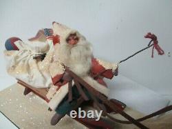 1994 Cathy Schneider Christmas Santa Claus in Sled of Toys Pulled by 2 Geese