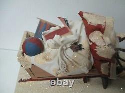 1994 Cathy Schneider Christmas Santa Claus in Sled of Toys Pulled by 2 Geese