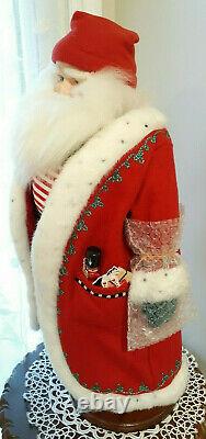 1996 Vtg. Mary Engelbreit 21 BELIEVE Santa Doll Porcelain Figure +Stand HTF