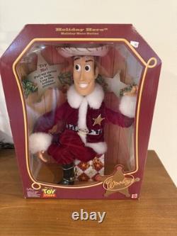 1999 Mattel Disney Toy Story Holiday Hero Woody Doll Figure NIB Santa