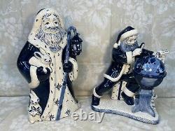 2 Delft Style Santa Figures Marked Limited Edition Spxo USA & R M Stank