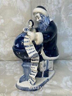 2 Delft Style Santa Figures Marked Limited Edition Spxo USA & R M Stank