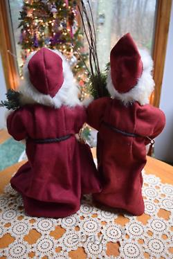 2 Pine Baroness Pine Cone Peddler E. Krauss Hand Crafted 19 Santa Claus Figures