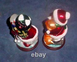 2 Snowman Thomas Paccone 2004 Glass Wood Stand Christmas Ornaments Figures