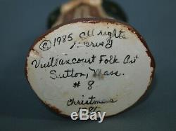 2 Vaillancourt Folk Art Santa Claus #8 & #34 Christmas 1986 Chalkware Belsnickel