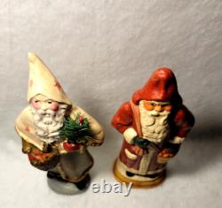 2 Vintage Folk Art Santa Figurines 1 Vaillancourt #1266/1991 Sutton Mass. USA