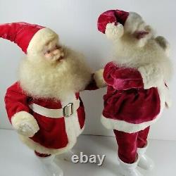 2 Vintage Harold Gale Santa Claus Christmas Doll Figure Red Velvet Lot of 2 a15