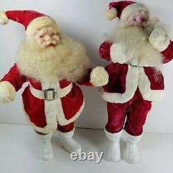 2 Vintage Harold Gale Santa Claus Christmas Doll Figure Red Velvet Lot of 2 a15