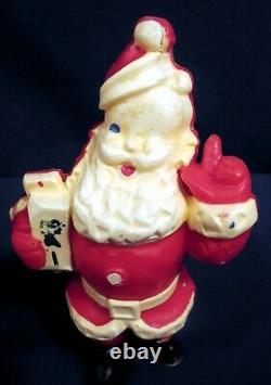 2 Vintage Santa Claus Candy Containers Wax Figures by W+F Co. Buffalo NY 7 High