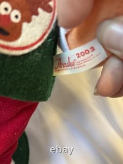 2003 Annalee 12 Santa & Mrs. Claus Figures Set Santa Wreath Lights Up