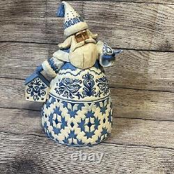 2004 JIM SHORE BLUE QUILT TOILE SANTA CLAUS FIGURE FIGURINE 117672 11.5in