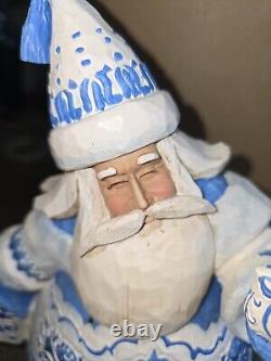 2004 JIM SHORE BLUE QUILT TOILE SANTA CLAUS FIGURE FIGURINE 117672 11.5in