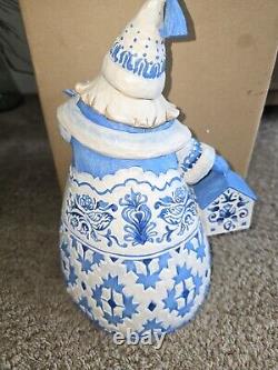 2004 JIM SHORE BLUE QUILT TOILE SANTA CLAUS FIGURE FIGURINE 117672 11.5in