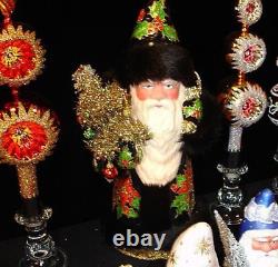 2008 David Strand Ino Schaller 16 SANTA CLAUS LE Christmas Poinsettias Fur Trim