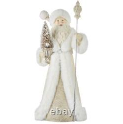 22 RAZ Winter White Santa Claus Bottlebrush Tree Figure Retro Christmas Decor