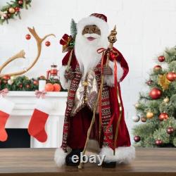 24 African American Santa Claus with Gift Bag Christmas