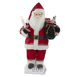 24-Inch Animated Santa Claus with Lighted Candle Musical Christmas Figure