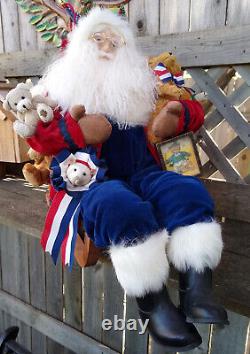 24 Lynn Haney Santa 2002 TEDDY BEAR EXPRESS EDITION OF 325 Signed WOOD SLED