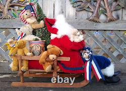 24 Lynn Haney Santa 2002 TEDDY BEAR EXPRESS EDITION OF 325 Signed WOOD SLED