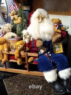 24 Lynn Haney Santa 2002 TEDDY BEAR EXPRESS EDITION OF 325 Signed WOOD SLED