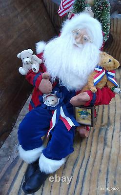 24 Lynn Haney Santa 2002 TEDDY BEAR EXPRESS EDITION OF 325 Signed WOOD SLED