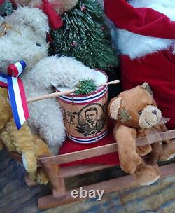 24 Lynn Haney Santa 2002 TEDDY BEAR EXPRESS EDITION OF 325 Signed WOOD SLED