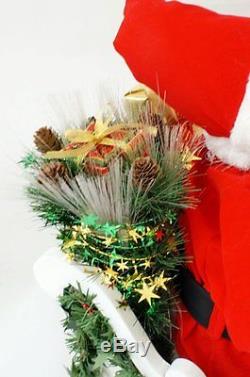 24 Music Move Santa Claus Xmas Decor Fiber Optic Handmade Sledge Reindeer Gift