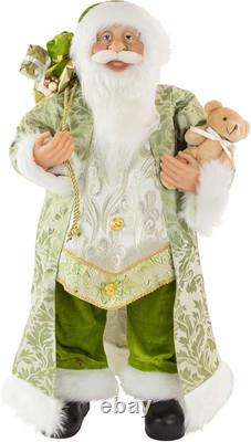 24 St. Patrick'S Irish Standing Santa Claus Christmas Figure with Teddy Bear an