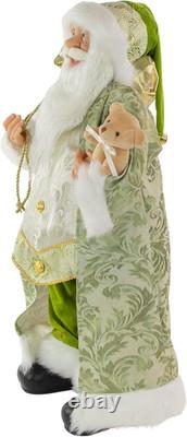 24 St. Patrick'S Irish Standing Santa Claus Christmas Figure with Teddy Bear an