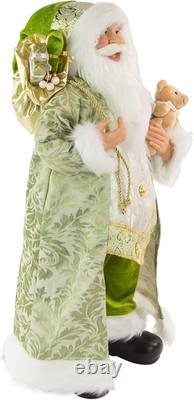 24 St. Patrick'S Irish Standing Santa Claus Christmas Figure with Teddy Bear an