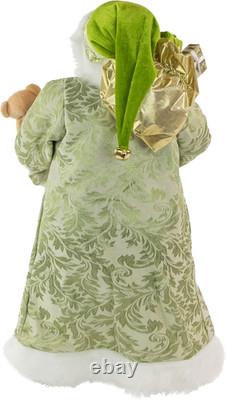 24 St. Patrick'S Irish Standing Santa Claus Christmas Figure with Teddy Bear an