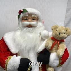 3 ft Santa Claus With Presents and Bear Figure New With Tags