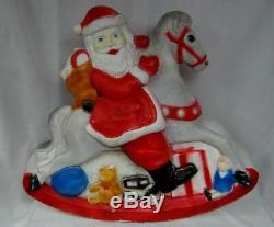 30 Union Santa Claus On Rocking Horse Lighted Christmas Blow Mold Outdoor Yard