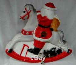 30 Union Santa Claus On Rocking Horse Lighted Christmas Blow Mold Outdoor Yard