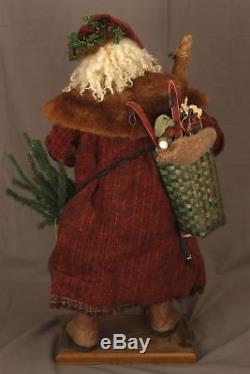 30-inch OOAK Artist Made Polymer Clay Santa Claus Hand Knitted Gloves